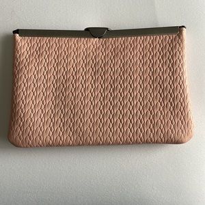 Patricia Nash NEW Asher Frame Clutch Twisted Woven Embossed Chain Strap Pink